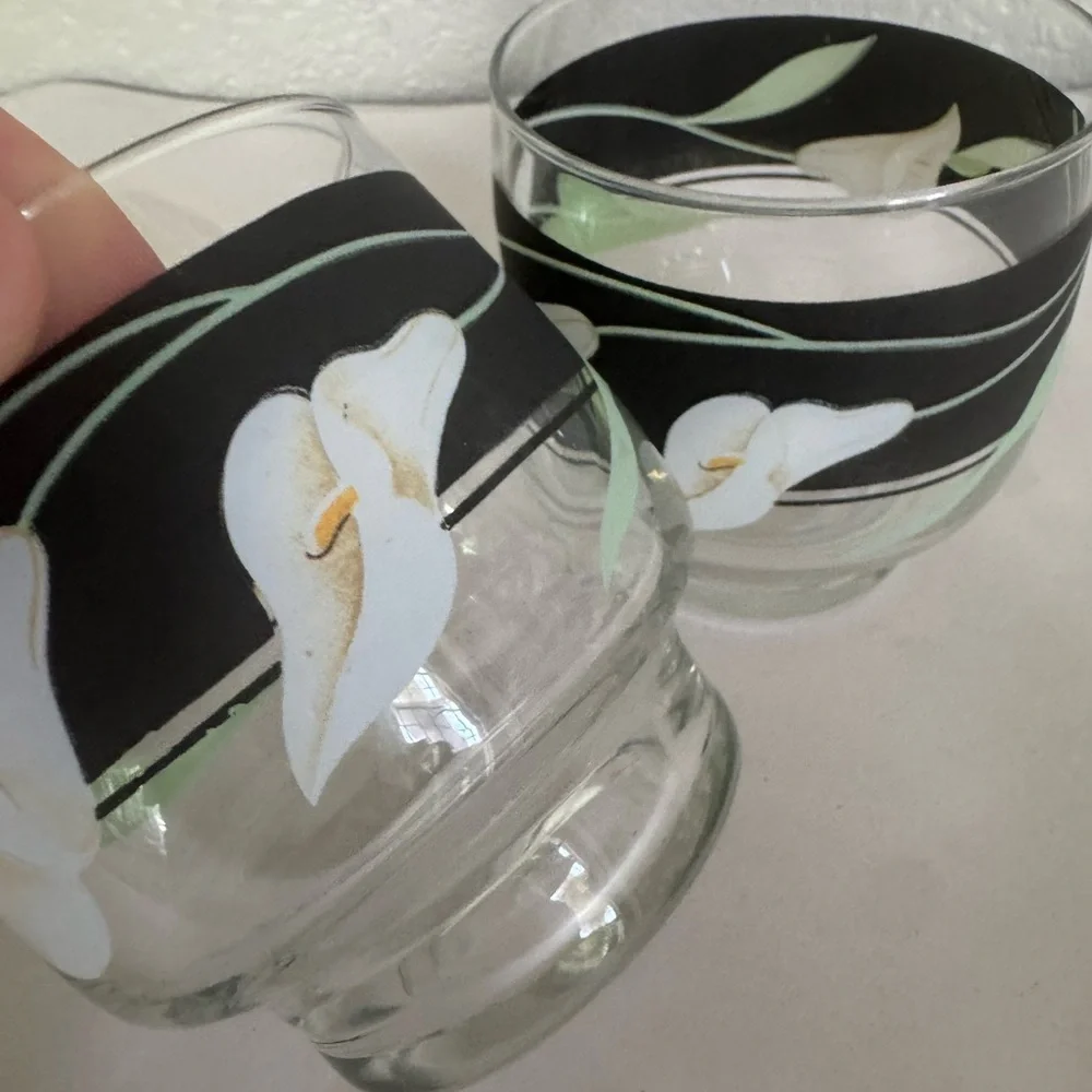 Set of TWO Sango Black Lillies Quadrille Tumblers